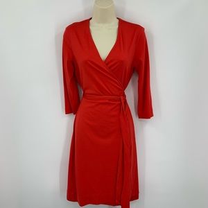 DVF New Julian two scarlet red wrap dress knit S